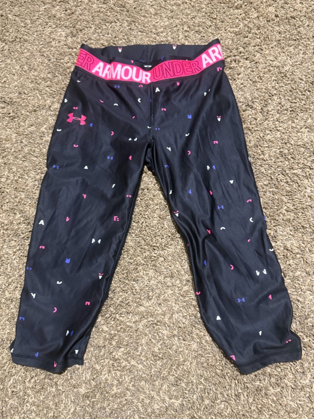 Under Armour Black Capri Pajama Bottoms with Pink Logo Accents